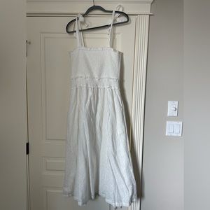 Lost + Wander white smocked midi dress with pockets